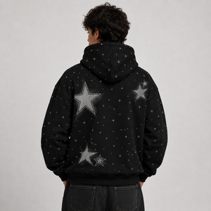 Sweat à capuche noir délavé en coton et polyester, coupe oversize pour homme, imprimé personnalisé, sans doublure, tendance, pour la vente en gros, Assentials Trendige - Product Image 3