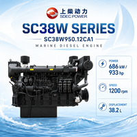 Moteur marin SDEC SC38W950.12CA1 933HP 686kW à refroidissement intermédiaire, à commande électronique, pour navire de transport, remorqueur et bateau de travail
