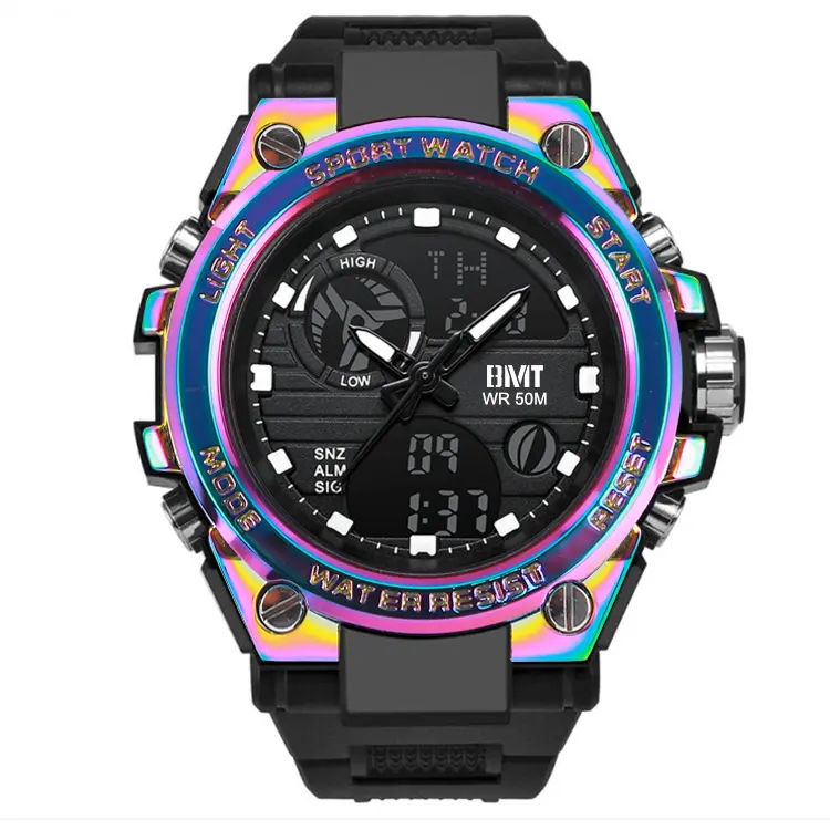 best classic lcd unisex dual time fashion sport men wrist analog digital watch