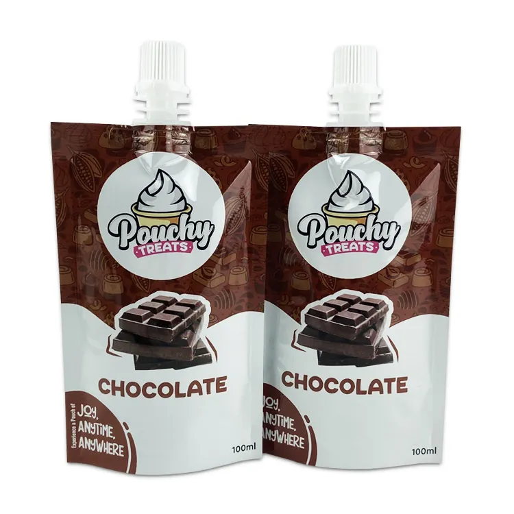 100ML Fruit Milk Shake Packaging Bag Custom Printed Logo Refrigerated Food Grade Stand Up Spout Pouch For Chocolate Flavor