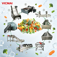 Automatische productielijn voor diepvriesgroenten, geschikt voor broccoli, spinazie, erwten, maïs en aardappel.