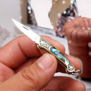 Navaja Plegable Multifuncional Mini de Acero Inoxidable de Alta Calidad con Mango de Latón, Borde Recto, Llavero, DIY, 1 Año - Product Image 2