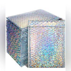 Tùy Chỉnh vuông nhựa laser không khí đầy màu sắc thể hiện ba chiều Holographic Rose Gold bong bóng phong bì gửi thư Túi bưu phẩm cho đồ trang sức - Product Image 3