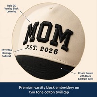 Casquette de baseball noire OEM ODM en coton à 6 panneaux avec broderie 3D MOM DAD, style universitaire, petite quantité minimale de commande, BSCI, Barudan, DDP, expédition rapide