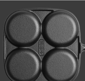 Poêle Wok en fonte à 4 trous Design classique Petit déjeuner Crêpe Omelette et Friture aux œufs Poêle à induction Applicable - Product Image 5