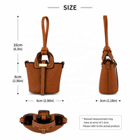 Mini sac seau personnalisé en cuir PU fait main, sophistiqué, avec breloque, coutures fines, petit sac à main, pendentif, accessoire de mode haut de gamme