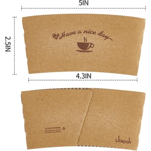 Funda de papel para vasos de café de 10-20 oz, reutilizable y aislante, para uso en cafeterías - Product Image 2