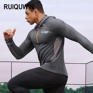 Sudadera Deportiva Gruesa y Cálida para Hombre RUIQUWIN, Otoño Invierno, con Capucha, Media Cremallera, Ajustada, Cortavientos, para Correr, Fitness y Atletismo - Product Image 1