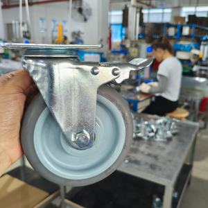 CMCL TPR Safety Dual <strong>Locking</strong> <strong>Casters</strong> 3 <strong>4</strong> 5 <strong>Inch</strong> <strong>Caster</strong> Wheels Swivel Plate Castors - Product Image 2