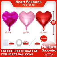 12 ballons rouges en forme de cœur de 18 pouces, rose pêche, cœur romantique, amour, Saint-Valentin, proposition de mariage, mariage, fête de la mariée, décoration de fête