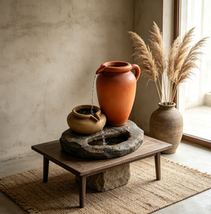Fontaine d'eau de table en résine rustique KW - Cascade d'eau à plusieurs niveaux, faite à la main, personnalisable, installation facile - Product Image 1