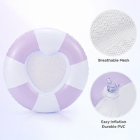Bouée de natation gonflable OEM, rose à rayures, avec fond en maille, en PVC sans phtalates, jouet aquatique, transat pour adulte, personnalisable