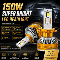 Ampoule de phare LED haute puissance 150W 12V H7, lampe de phare de voiture en aluminium doré pour ateliers de réparation automobile et grossistes Série TP-H13