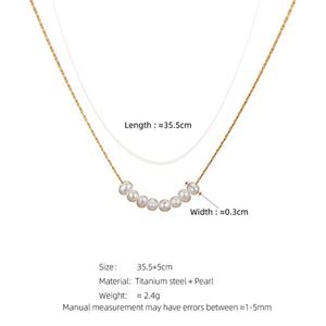 Collar de Perlas de Agua Dulce, Gargantilla Corta, Cadena de Bambú Pequeña con Colgante de Rosa Chapado en Oro, Forma Geométrica, Regalo - Product Image 6