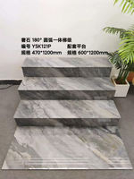 Carrelage d'escalier en porcelaine Foshan 120x30 avec rainure, motif marbre de luxe, carrelage de nez de marche (taille sur mesure)