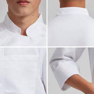 Veste de chef unisexe en coton, uniforme de travail de cuisine avec caractéristiques anti-plis, résistantes aux acides et respirantes, fourniture ODM personnalisée - Product Image 2