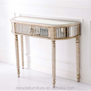Modern Designer Project Order Vintage Gold Half <strong>Round</strong> Mirror <strong>Console</strong> <strong>Table</strong> With <strong>Round</strong> Wall Mirror for Home Hotel Furniture - Product Image 2