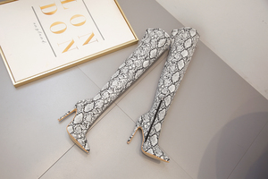 Mới Nhất Dài Khởi Động Phụ Nữ Giày Cao Gót 10 Cm Phụ Nữ Gót Giày Sexy Giày Cao Rắn Da Tùy Chỉnh Đùi Cao Phụ Nữ Khởi Động Phụ Nữ - Product Image 5