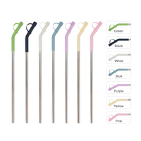 Pailles en silicone Accessoires Pailles réutilisables en métal 304 en acier inoxydable Ensemble de pailles réutilisables avec embouts en silicone 6mm 8mm