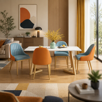 Table à manger en marbre de luxe moderne de haute qualité pour petits appartements et hôtels, ensemble de salle à manger 4 personnes avec chaises en fer