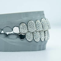 Grillz dentaire unisexe Hip-hop en argent sterling incrusté de moissanite taille émeraude, certifié GRA
