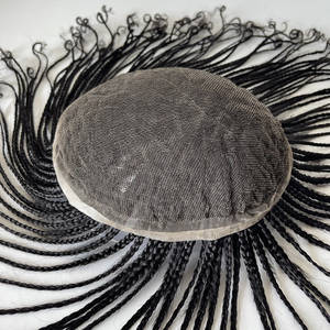 Protesi Capillare Lunga da <span class=keywords><strong>Uomo</strong></span> Traspirante in Pizzo Completo 100% Capelli Umani Indiani Parrucca Toupee con Trecce Cornrow - Product Image 5