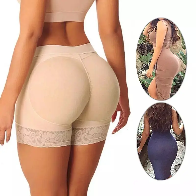 Kadın vücut şekillendirme pantolon büyük popo kaldırma kalça şort düz renk dantel kalça ped uyku dantel Shapewear kontrol külot şekillendirme