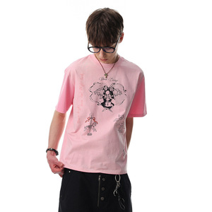 Camiseta de Hombre con Estampado de Personajes Hip Hop <span class=keywords><strong>Kuso</strong></span>, Transpirable, de Corte Holgado, Manga Corta, Cuello Redondo, Algodón Puro, Informal, para Verano - Product Image 2