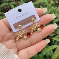 Boucles d'oreilles à la mode en perles et zirconium pour femmes cadeau de tenue quotidienne plaqué cuivre multi-style plaqué or 18 carats diamant intégré