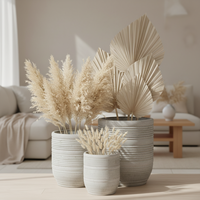 Ensemble de 3 pots de fleurs en pierre de fibre antique, jardinières élégantes pour une utilisation en intérieur et en extérieur