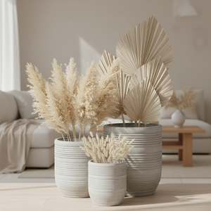 <span class=keywords><strong>Set</strong></span> <span class=keywords><strong>di</strong></span> 3 Vasi per Fiori <span class=keywords><strong>in</strong></span> <span class=keywords><strong>Pietra</strong></span> Fibrosa Antica, Eleganti Fioriere per Uso Interno ed Esterno - Product Image 5