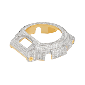 Montre DW 9052-1V en argent sterling 925 avec pavé complet de pierres VVS, lunette sertie de diamants en moissanite glacés - Product Image 5