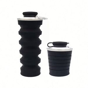 Bouteille pliable sans BPA avec logo personnalisé, gobelet pliable en plastique, bouteille d'eau pliable en silicone pour le sport avec couvercles - Product Image 1