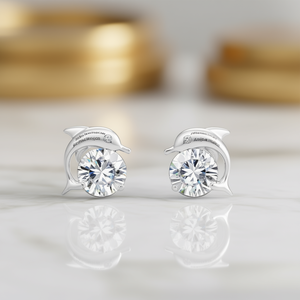 Pendientes de Plata 925 con Forma de Delfín y Cristales de Estrás, Joyería para Mujer de Uso Diario - Product Image 2