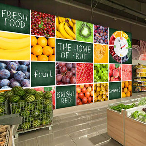 <span class=keywords><strong>Papel</strong></span> Tapiz Mural para Tienda de Frutas, Vegetales, Bebidas Frías, Tienda de Té con Leche, Fondo de Pared para Supermercado de Jugos, Tienda de Conveniencia - Product Image 5
