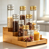 Flacons en verre borosilicate de qualité alimentaire pour laboratoire avec bouchon doré/argenté/en bambou pour bonbons et graines sèches