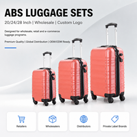 Juego de maletas rígidas de 3 piezas de ABS con ruedas giratorias, color coral, proveedor de logotipos personalizados para compradores mayoristas