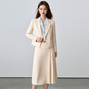 Women's Suit Set Midi Skirt Full Sleeve Polyester Anti-Wrinkle Office Lady Professional Formal Wear Commuting Teacher Outfit - Product Image 1