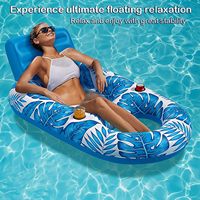 Grande chaise flottante pour adulte avec dossier et 2 porte-gobelets, radeau de piscine gonflable en feuille d'érable