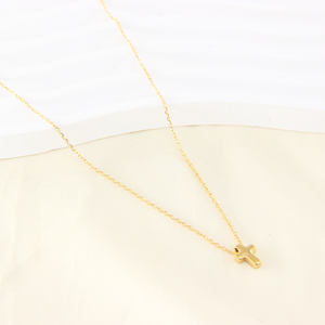Collar con colgante de crucifijo de acero inoxidable, Cruz pequeña, regalo del día de Pascua para la Iglesia, Diamante dorado, símbolo cristiano para Católico - Product Image 4