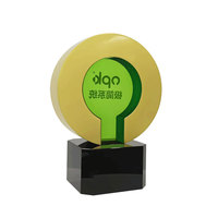 Ballon de cristal vert en métal acrylique, remise de diplôme et remise de prix, trophée en métal, trophée d'entreprise personnalisé, vente en gros