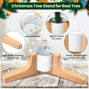 Christmas <b>Tree</b> <b>Stand</b> Wooden Base Floor Standing Natural Wood Color Simple Design For Christmas <b>Tree</b> Support - Product Image 2