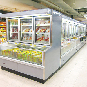 Congélateur vertical <span class=keywords><strong>combiné</strong></span> pour supermarché avec porte vitrée et vitrine réfrigérée - Product Image 1