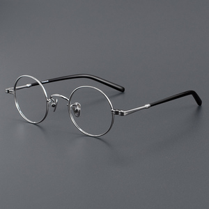 M605 יוניסקס משקפיים רטרו משקפיים טיטניום עגול מסגרת מופע סגלגל מוצק סגנון סגלגל לנשים גברים - Product Image 2