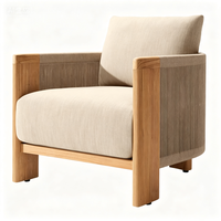 Fauteuil d'extérieur moderne de luxe en teck tressé avec cadre en bois massif imperméable, chaise longue pour jardin, villa, hôtel, mobilier de patio