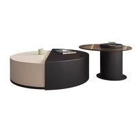 Table basse en pierre de luxe léger, moderne et simple pour salon, table basse ronde rotative pour la maison, style minimaliste italien