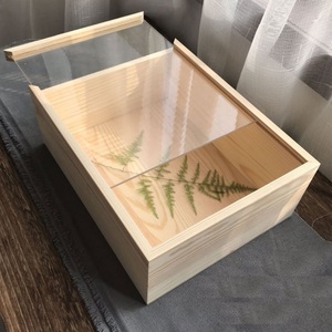 Hộp bóng gỗ thông phong cách cổ với nắp trượt trong suốt nhẹ tùy chỉnh thân thiện với môi trường và đánh bóng vẽ tay - Product Image 2