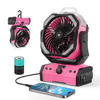 Ventilador de Camping Recargable para Exteriores, Batería de Litio de 20000 mAh, Ventilador de Mesa Portátil USB, Luz LED, Doble Motor, Control Remoto, Nebulización
