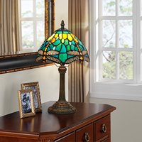   Lampe de table style vitrail, lampe de chevet rose rouge, lampe de lecture de bureau 8 pouces, décoration chambre, salon, bureau à domicile