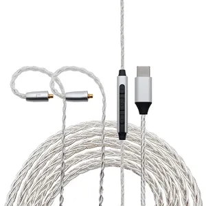 new arrival digital TYPE-C plug with8-strand single crystal copper silver plated headphone upgrade cables earphone accessories